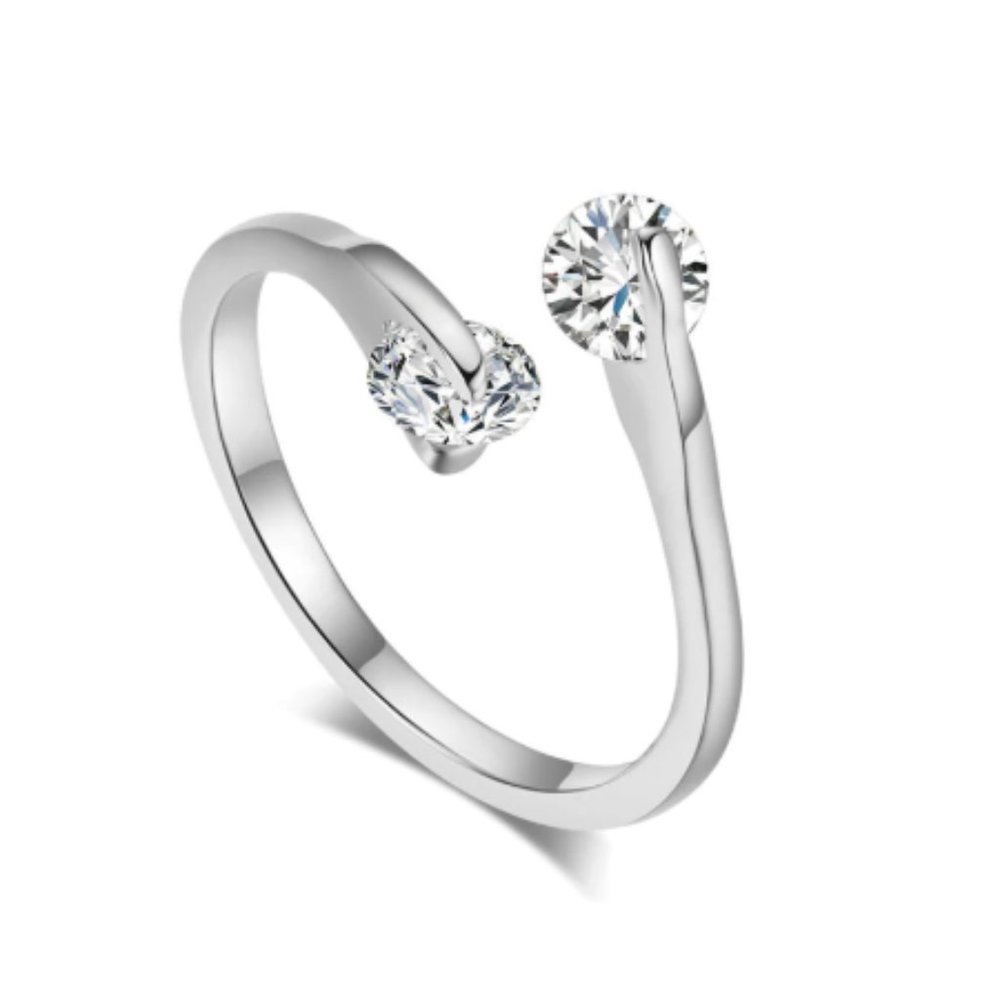 Elegant Silver Simulated Diamond CZ Ring